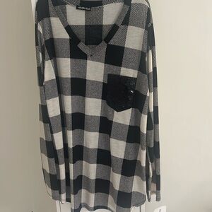 Festive V Neck Shirt with sequined pocket